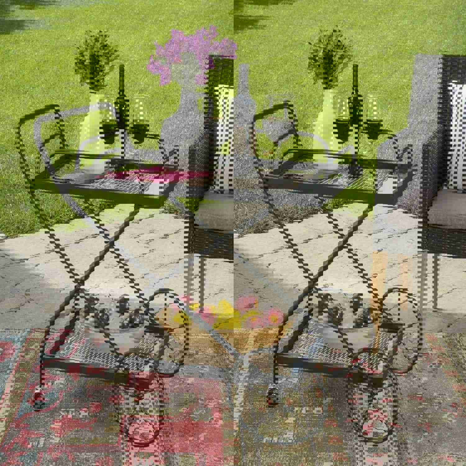 Vintage Rolling Indoor Liquor Wine Beverage Bar Cart