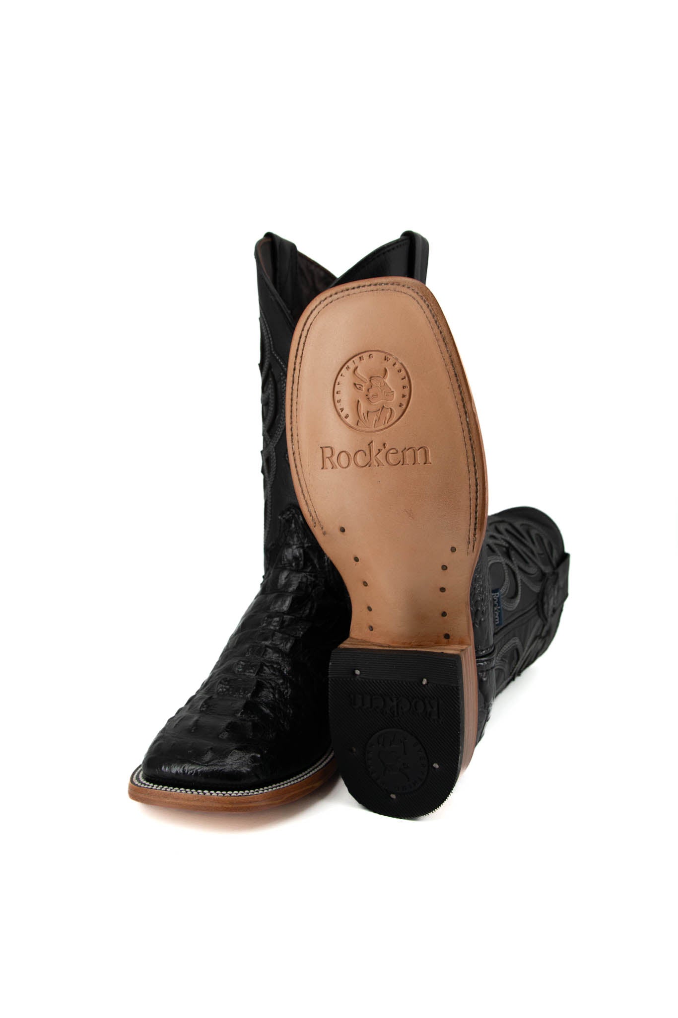 Imit. Fuscus De Cocodrilo Cowboy Boot - Genuine Leather Square Toe