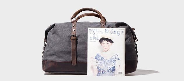 Gray Mens Leather Canvas Large Weekender Bag Canvas Travel Bag for Men