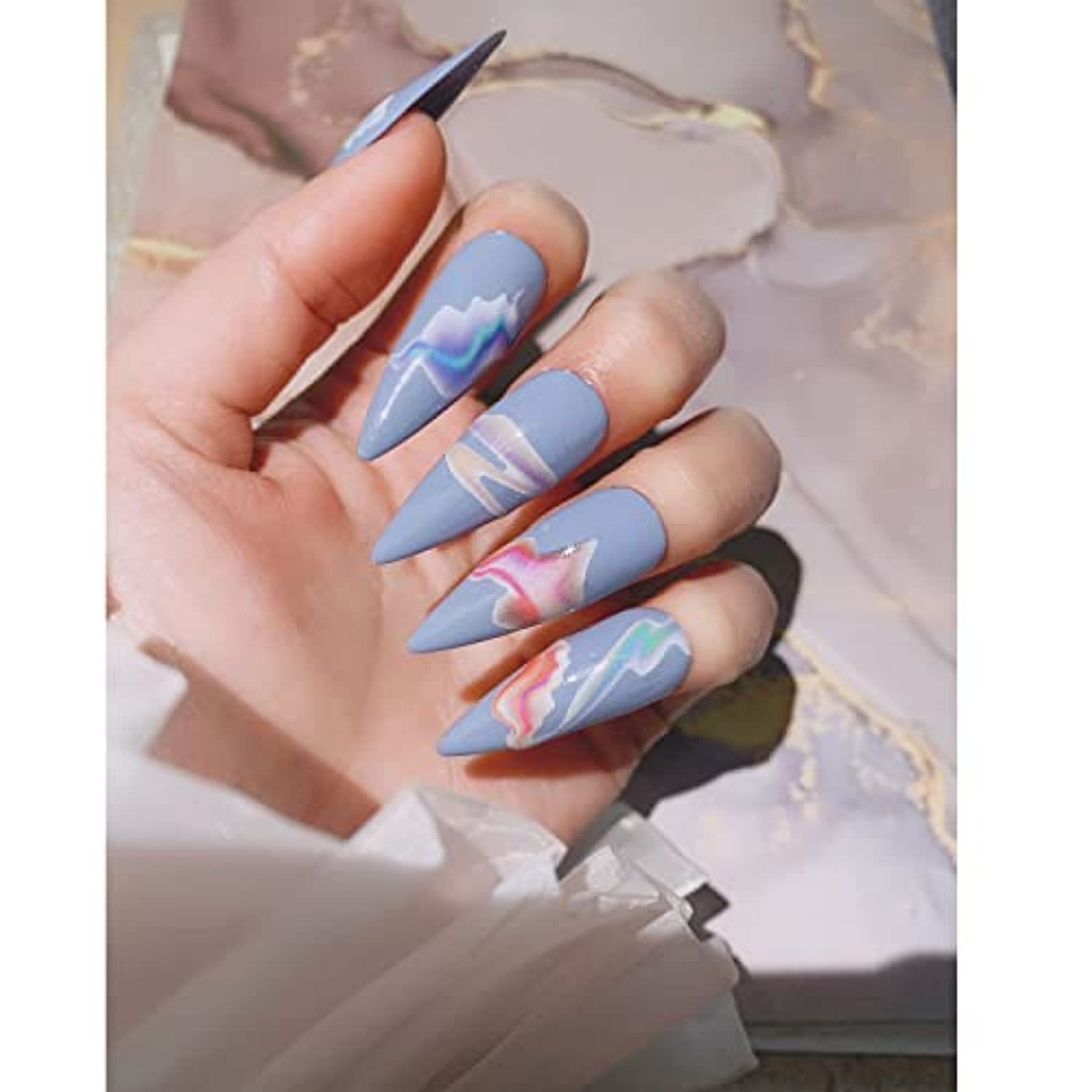 12 Sheets Colorful Wavy Lines Nail Art Stickers DIY Decoration Kit for Women and Girls