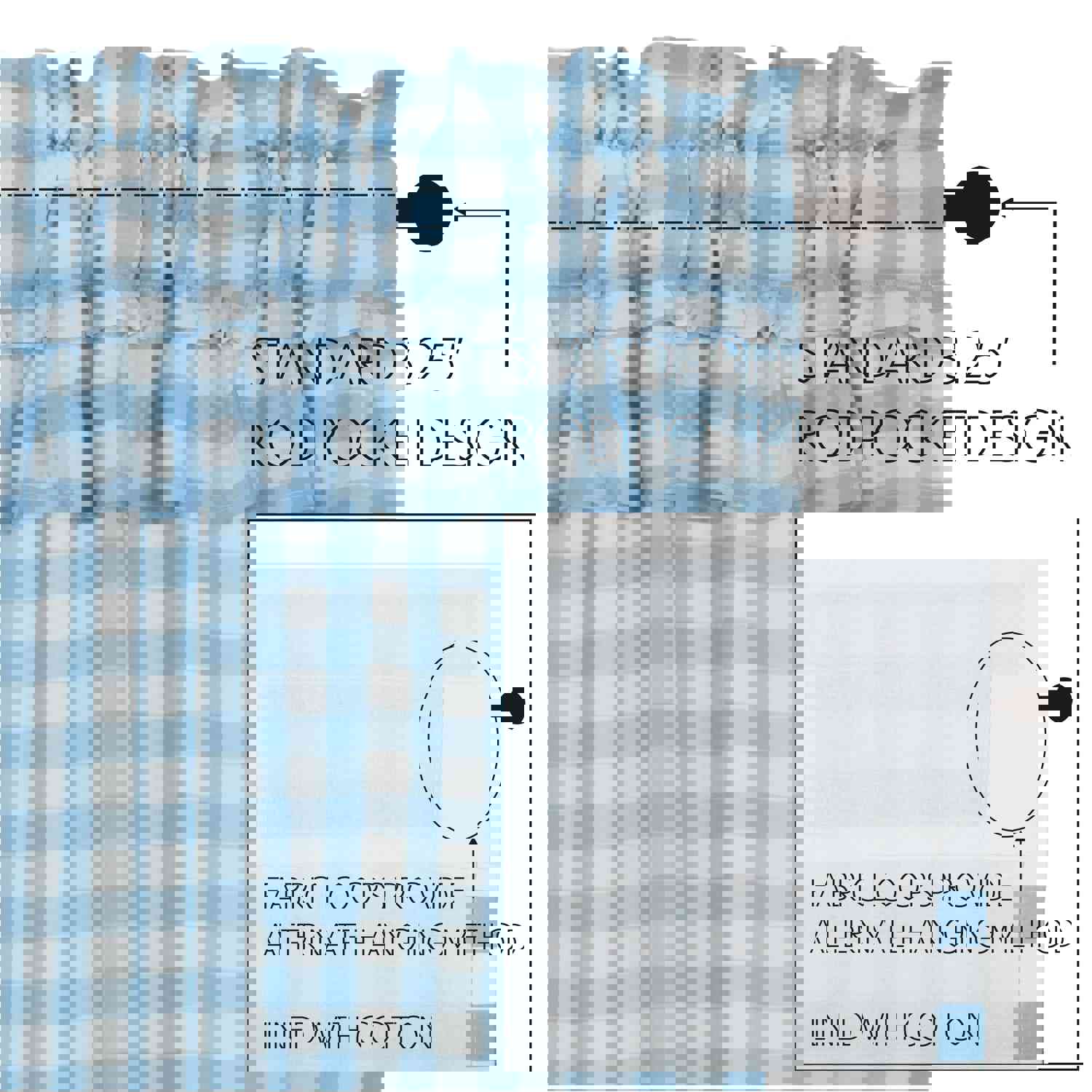 Annie Buffalo Blue Check Ruffled Valance 16x72 - Farmhouse Style Window Curtain