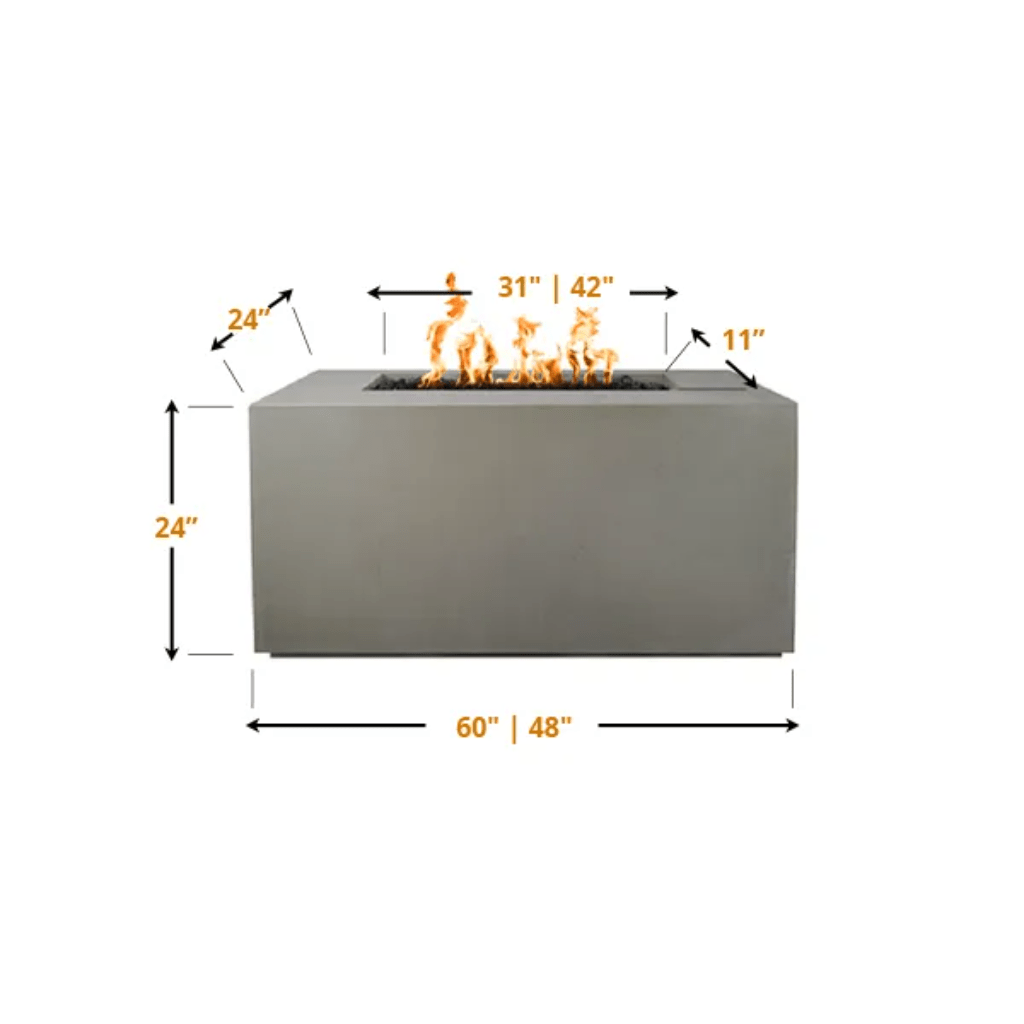 The Outdoor Plus - Pismo GFRC Concrete Rectangle Liquid Propane Fire Pit 60