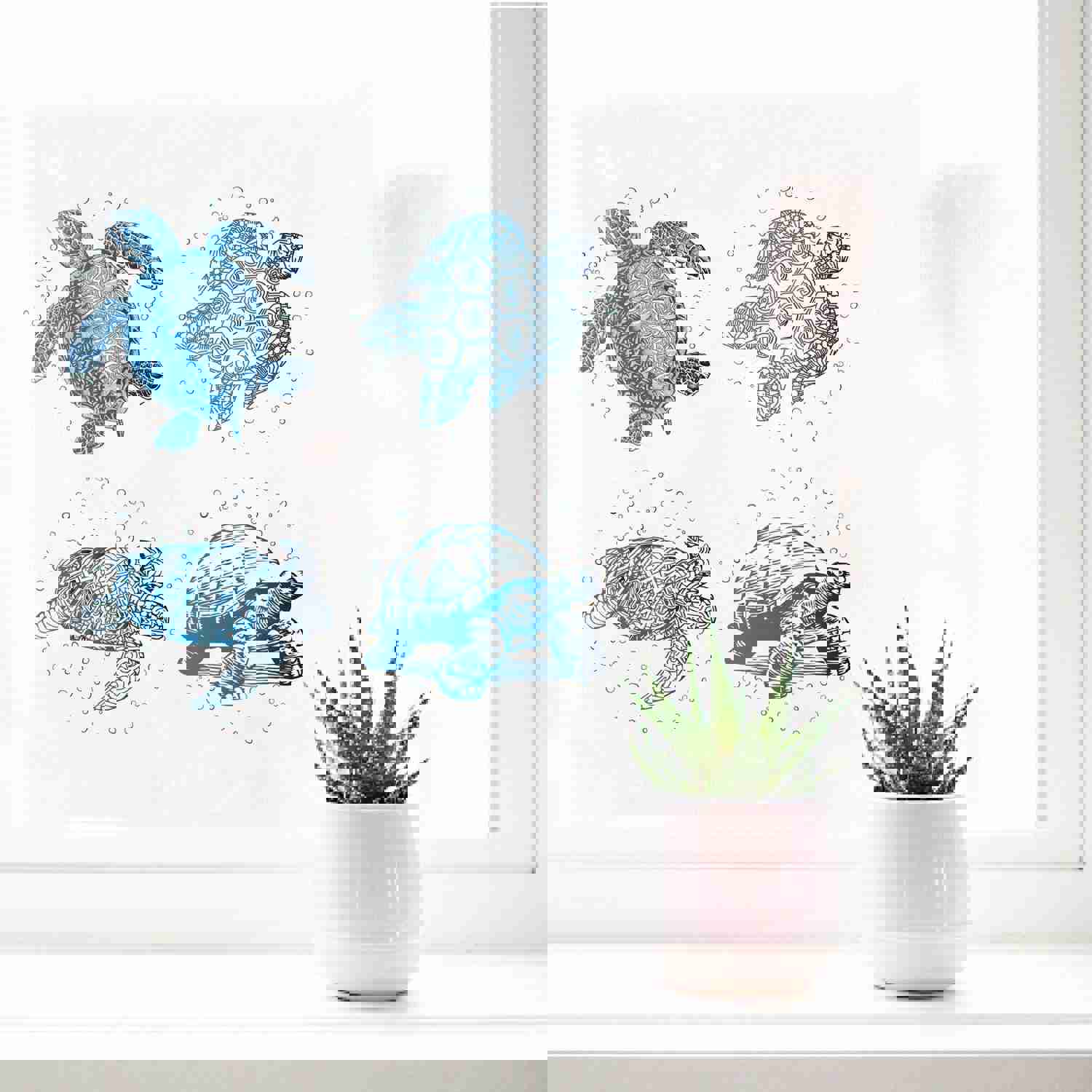 Craspire PVC Wall Sticker Set, Tortoise Pattern, 4 Styles for Window or Stairway Decoration