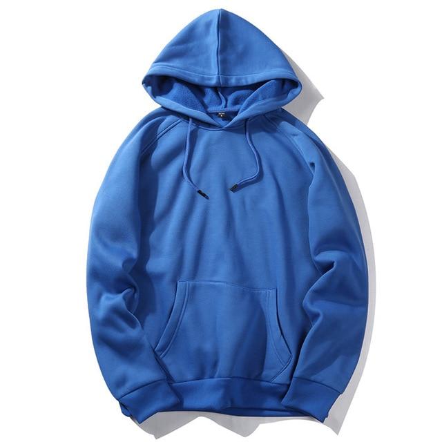 Men's Autumn Harajuku Hoodie - Solid Color Fleece Sweatshirt