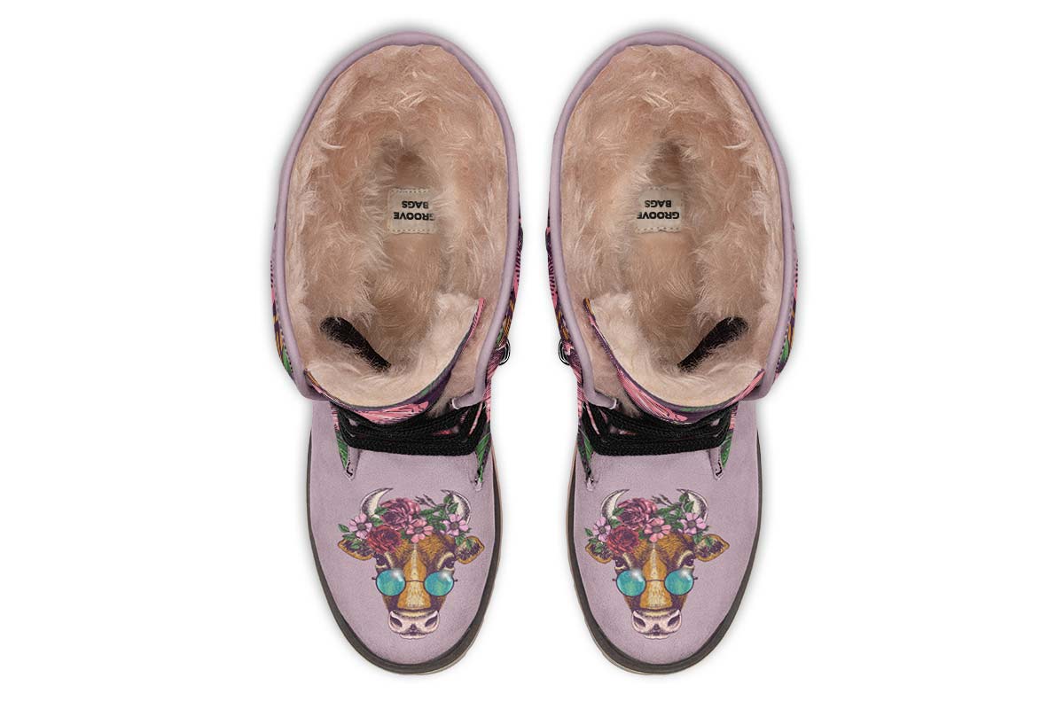 Floral Cow Polar Vibe Boots