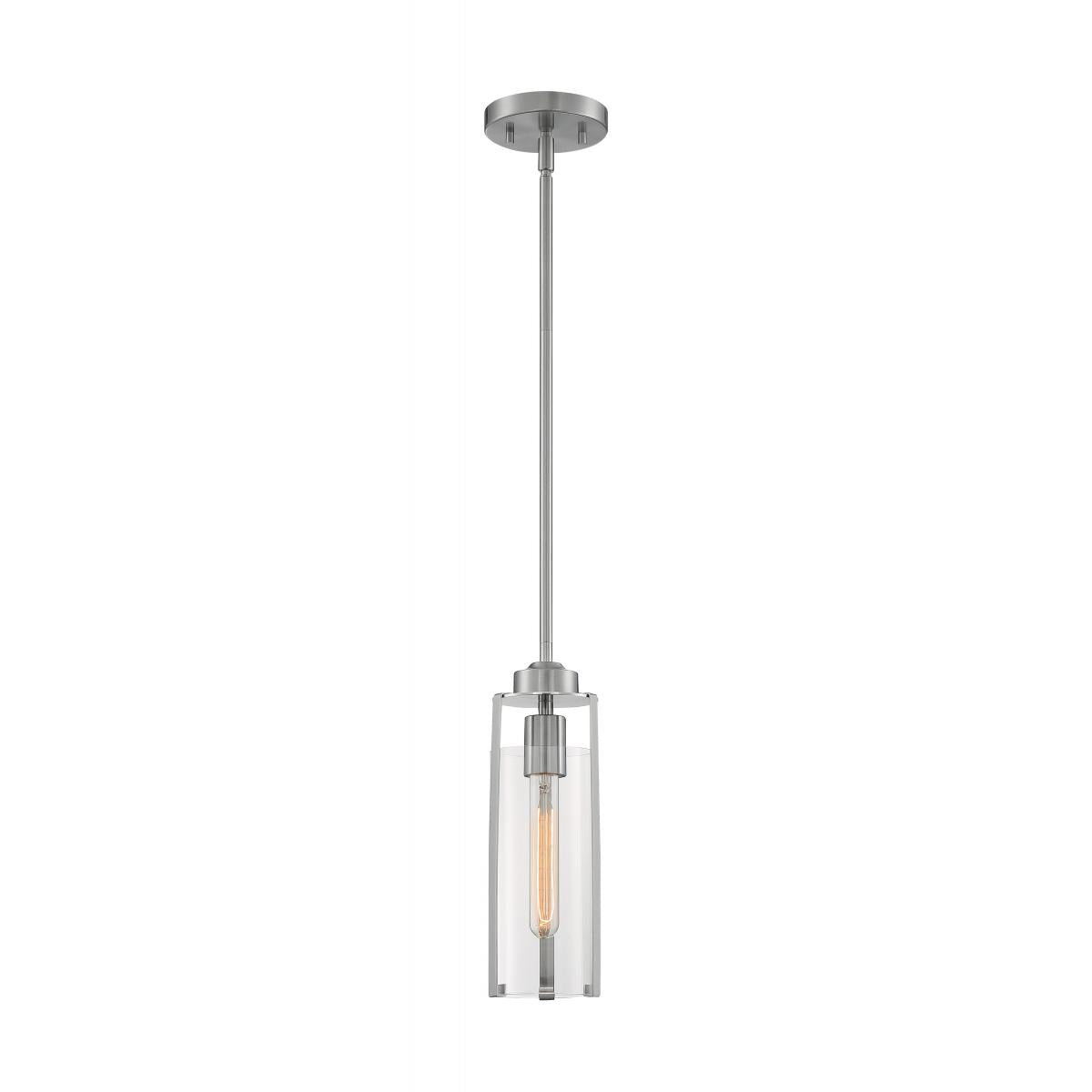 MARINA 1 Light Mini Pendant - Clear Glass with Brushed Nickel Finish