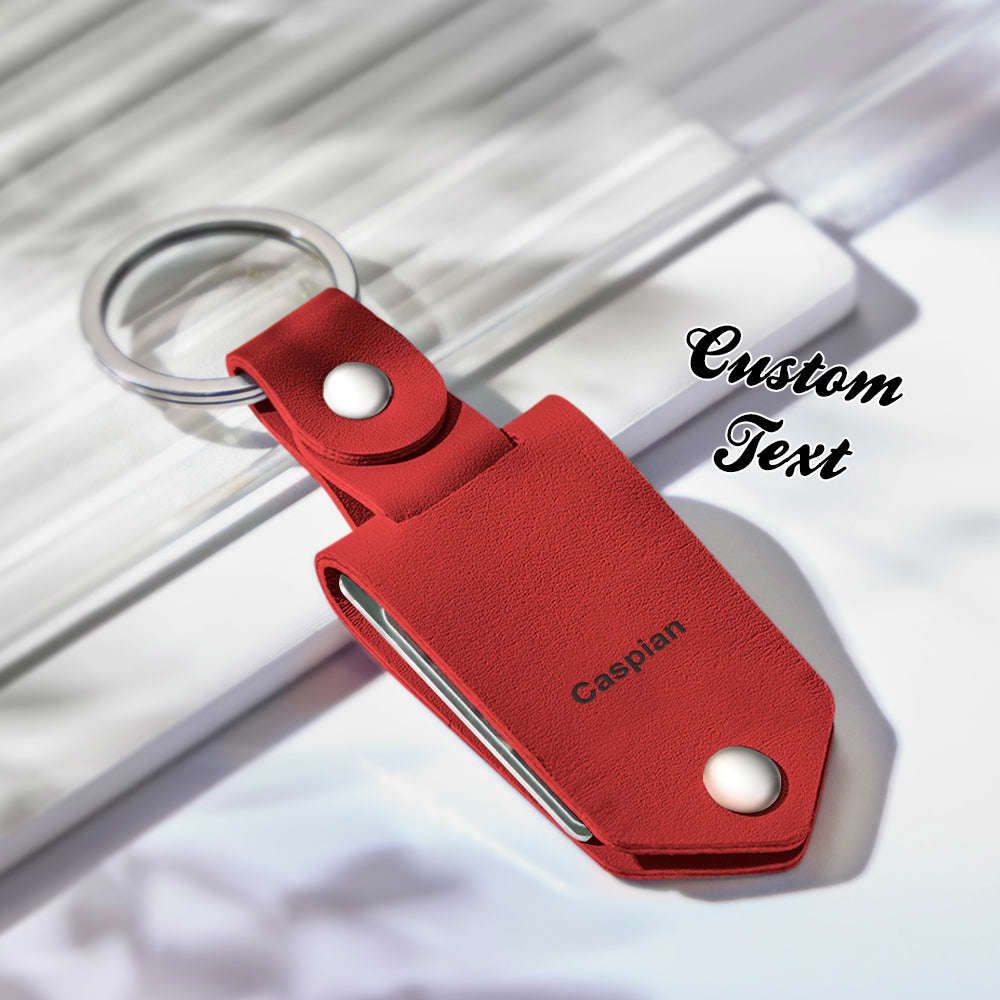 Custom Engraved Leather Photo Keychain - Personalized Anniversary & Gift Keychain