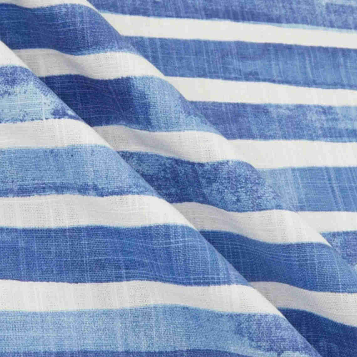 Empress Swag Valance in Nelson Commodore Blue Horizontal Watercolor Stripe