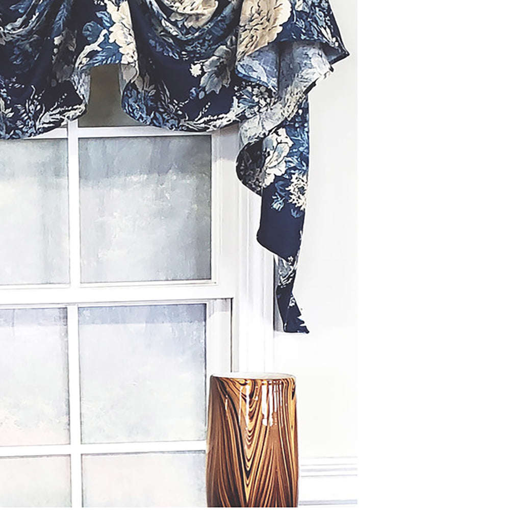 RLF Home Modern Design Classic Midnight Victory Swag 3-Scoop Window Valance 50 x 25 Navy