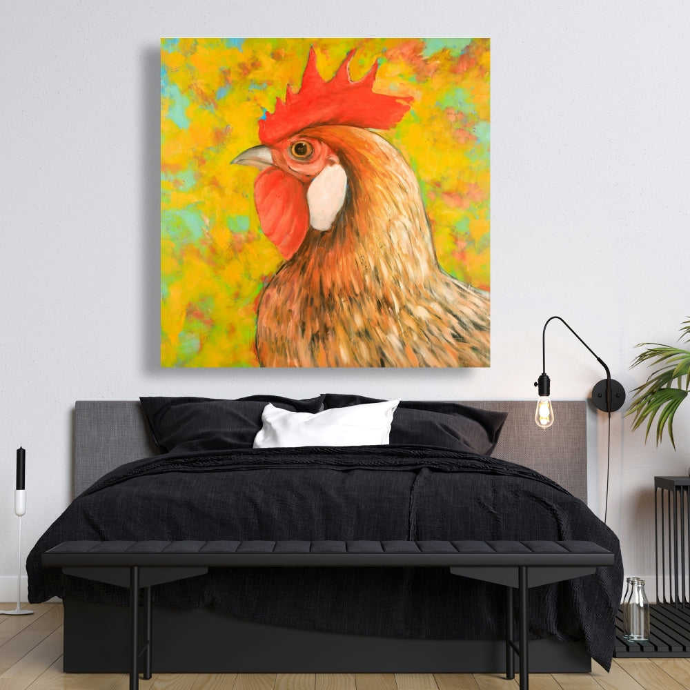 Colorful Chicken Fine Art Gallery Wrapped Canvas 36x36