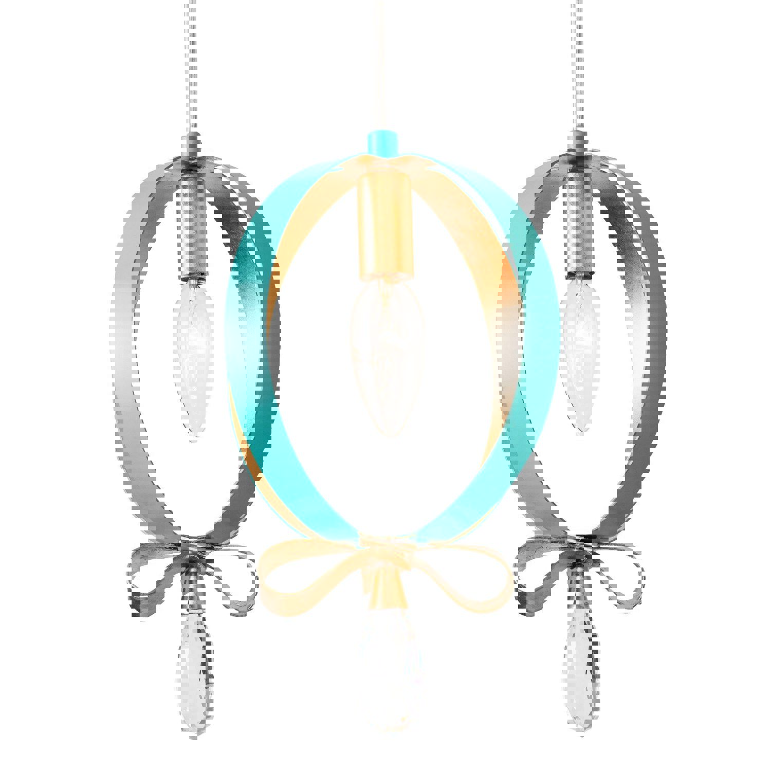 Posh 1-Lt Round Mini Pendant - Aqua/Gold Leaf