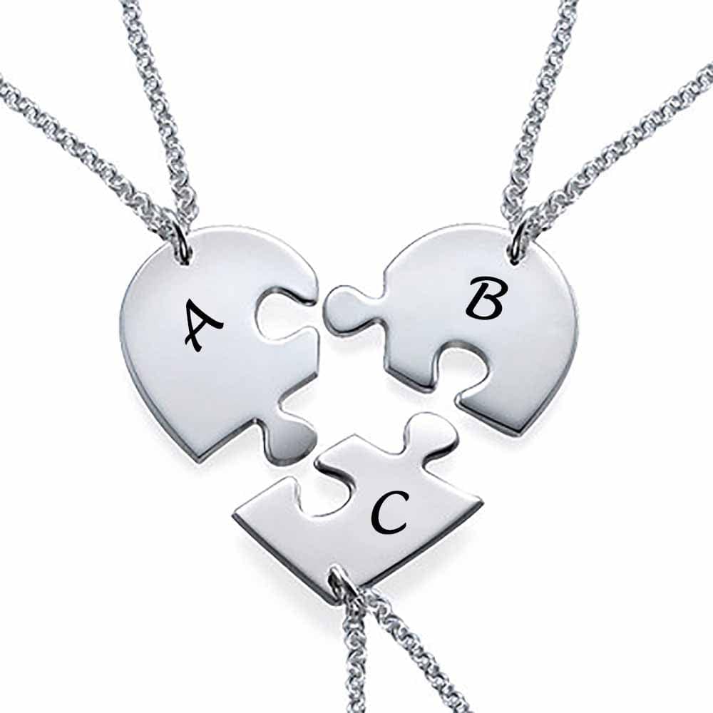 Custom Letter Heart Necklace - Personalized Silver Name Necklace for Mother's Day Gift