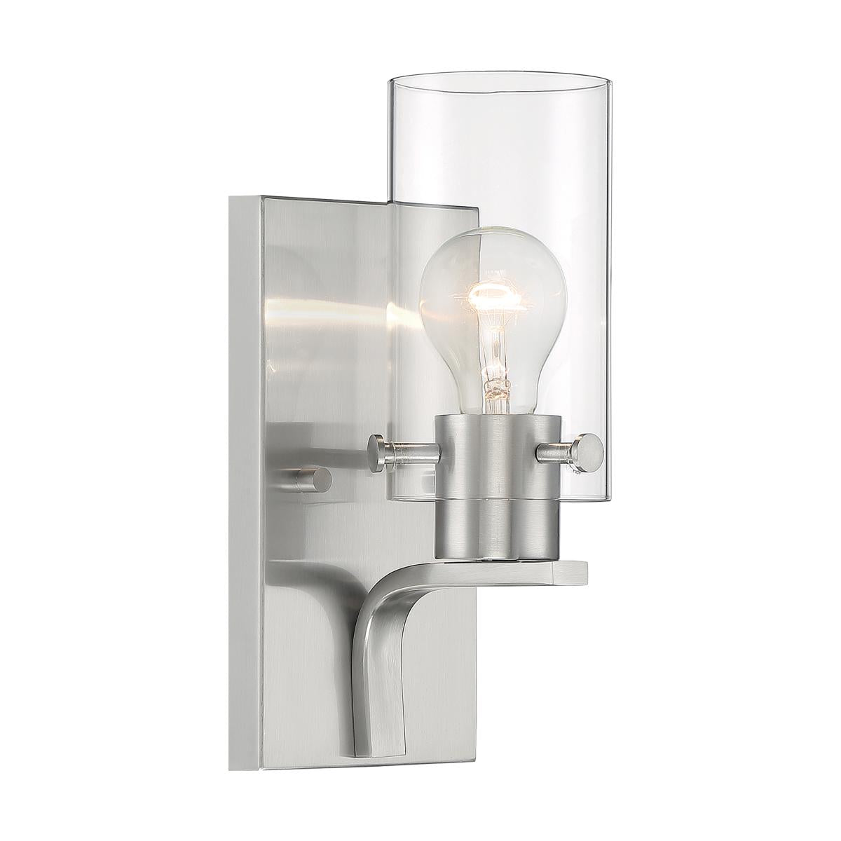 Sommerset 1 Light Vanity Sconce - Brushed Nickel Finish with Clear Glass Shade