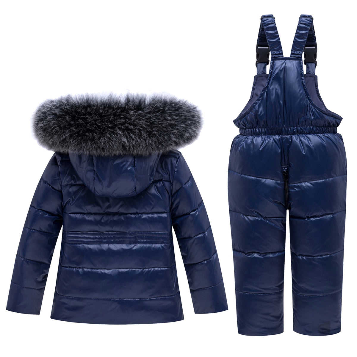 Winter Children Ski Suit Windproof Warm Boys Clothing Set Jacket+Overalls Unisex Snow Suits with Real Fur 0-4 Years