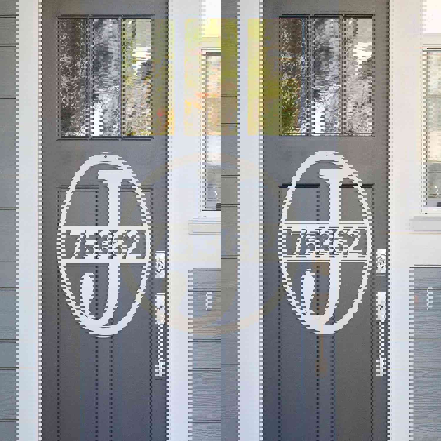 Custom Round Monogram House Number Metal Sign - Housewarming & Wedding Gift