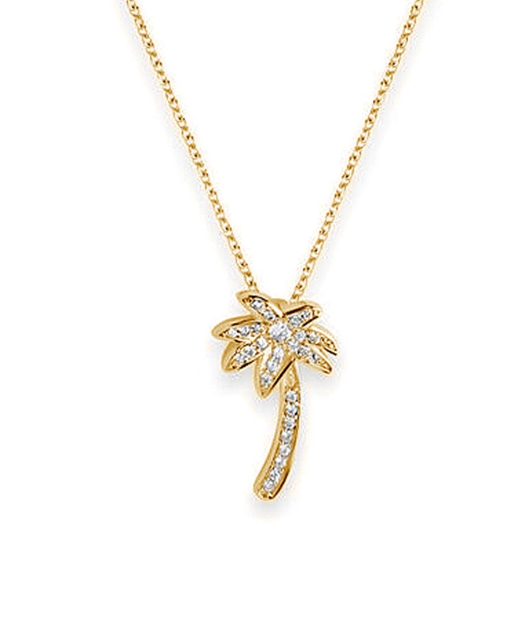 Sterling Silver Palm Tree Pendant Necklace with Cubic Zirconia