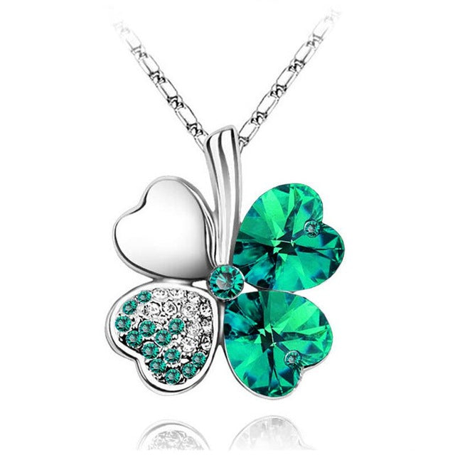 Fashion Austrian Crystal Four Leaf Clover Necklace for Women