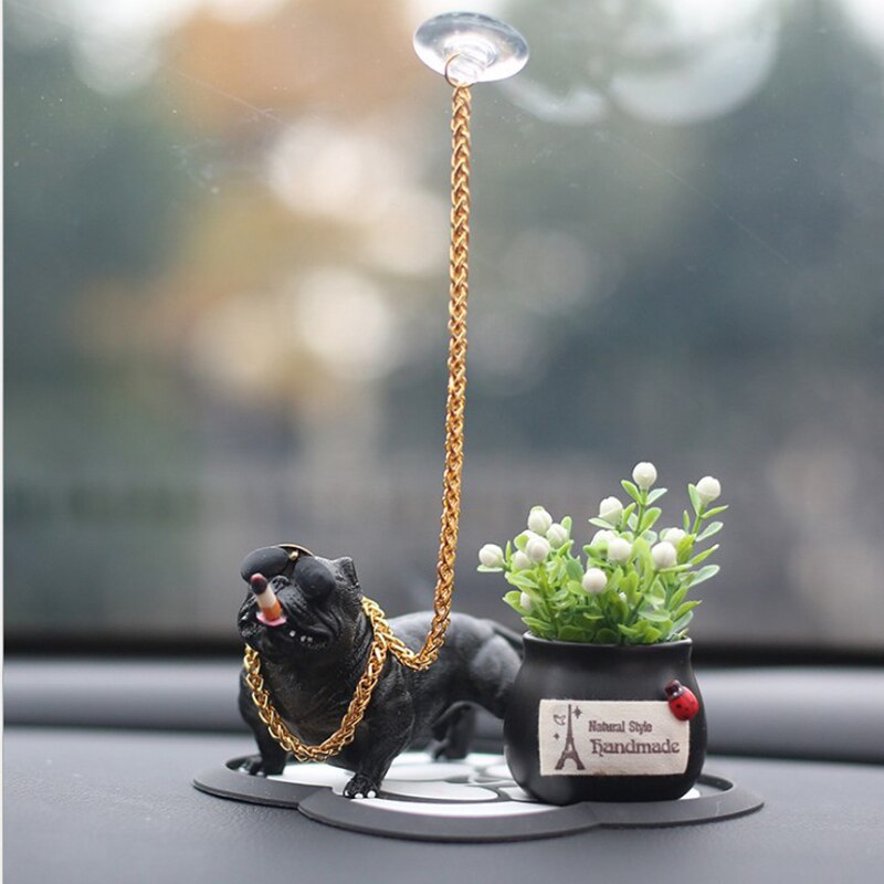 Car Dashboard Ornament Bully Pitbull Dog Doll - Cute Auto Interior Accessories & Creative Home Decor