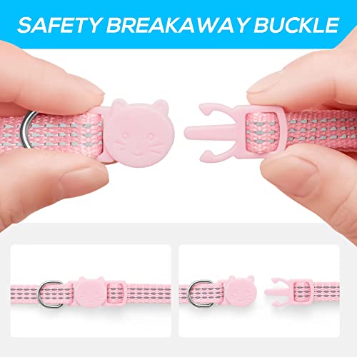 Upgraded 6 Pack Reflective Cat Collars with Bell, Breakaway Safety Kitten Collar, Adjustable 7-12 inches
