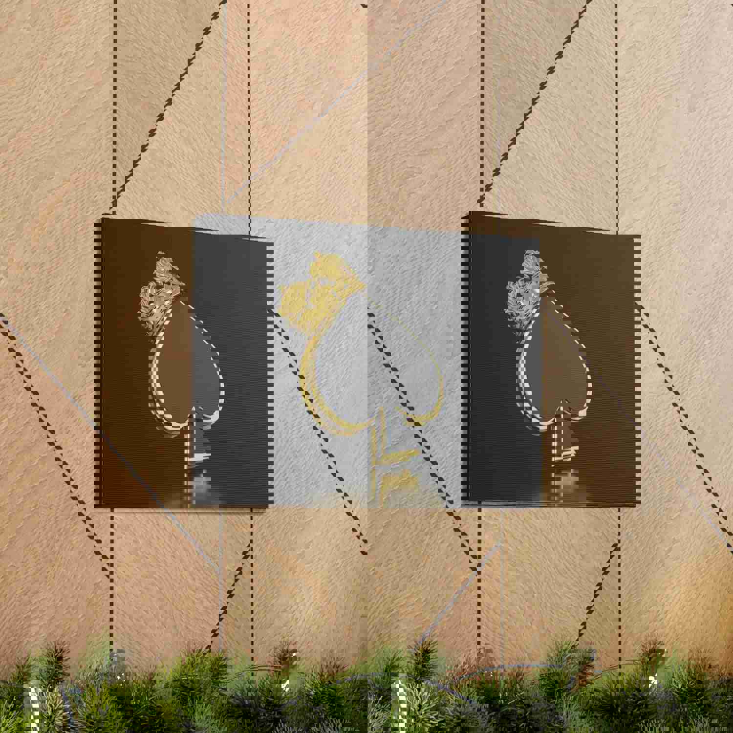 3D Gold Crown Spades Playing Card Canvas Wall Art - Ready-to-Hang Home Decor