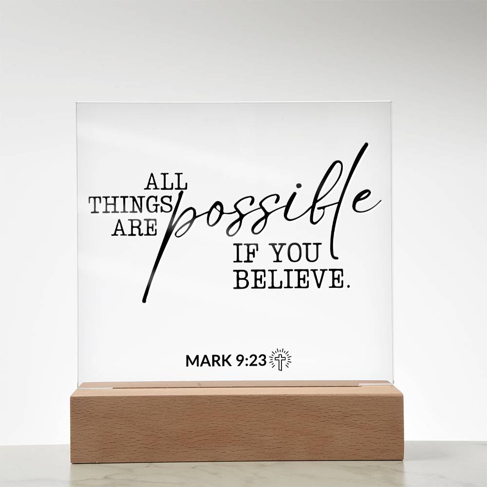 LED Bible Verse Acrylic Plaque with Night Light - Motivational Home Decor