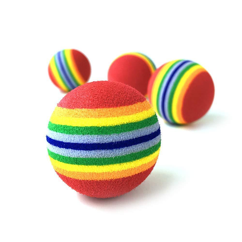 Weihuimei 1Pcs Rainbow 4.2cm Cat Toy Ball - Interactive Chewing Rattle Scratch EVA Ball for Pets