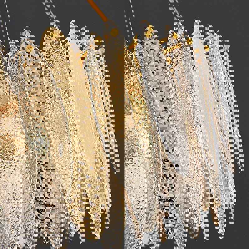 MIRODEMI® Round Gold Frosted/Smoke gray/Blue Crystal Chandelier for Living Room, Kitchen