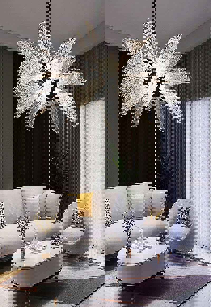 MIRODEMI® Creative LED Leaf-Shaped Chandelier for Living Room and Kitchen