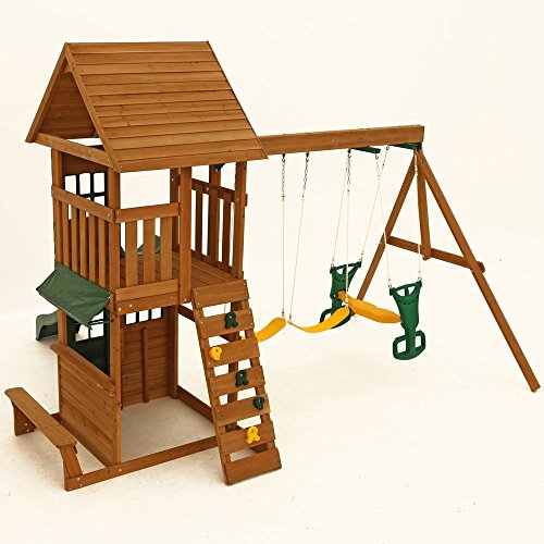 Premium Cedar Wooden Swing Set for Kids - Outdoor Playcenter for Backyard Fun
