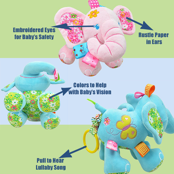 Cute Plush Lullaby Musical Elephant Toy for Baby
