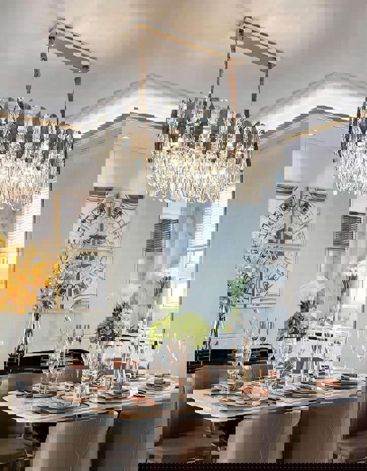 MIRODEMI® Rectangle Gold Crystal Shine Chandelier - Modern Luxury Lighting for Living Room & Kitchen