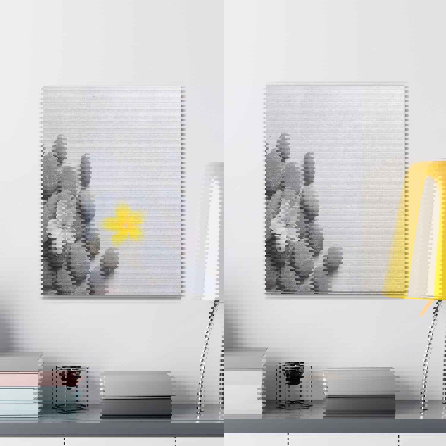 Frangipani and Zen Stones Forest Floral Nature Photography Canvas Wall Art - Ready-to-Hang Home Decor