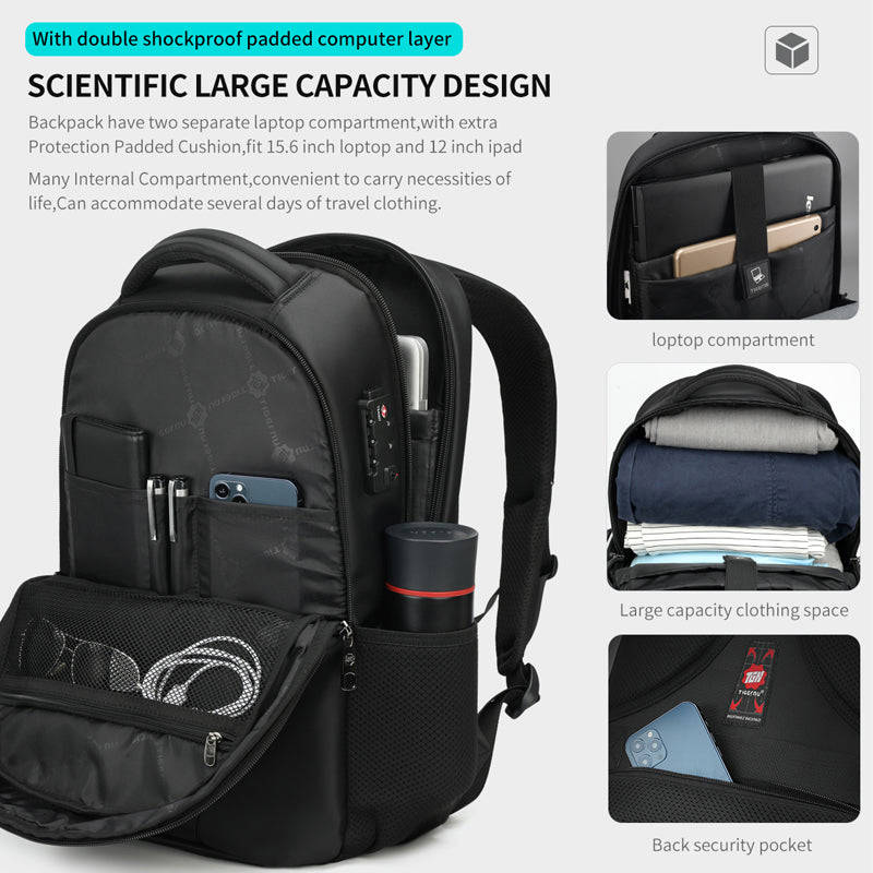 Business Travel Backpack - Waterproof Anti-theft Laptop Backpack with Large Capacity