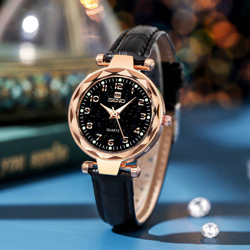 SENO Star Watch Ladies Fashion Trend Waterproof Belt Quartz Women Watch S047