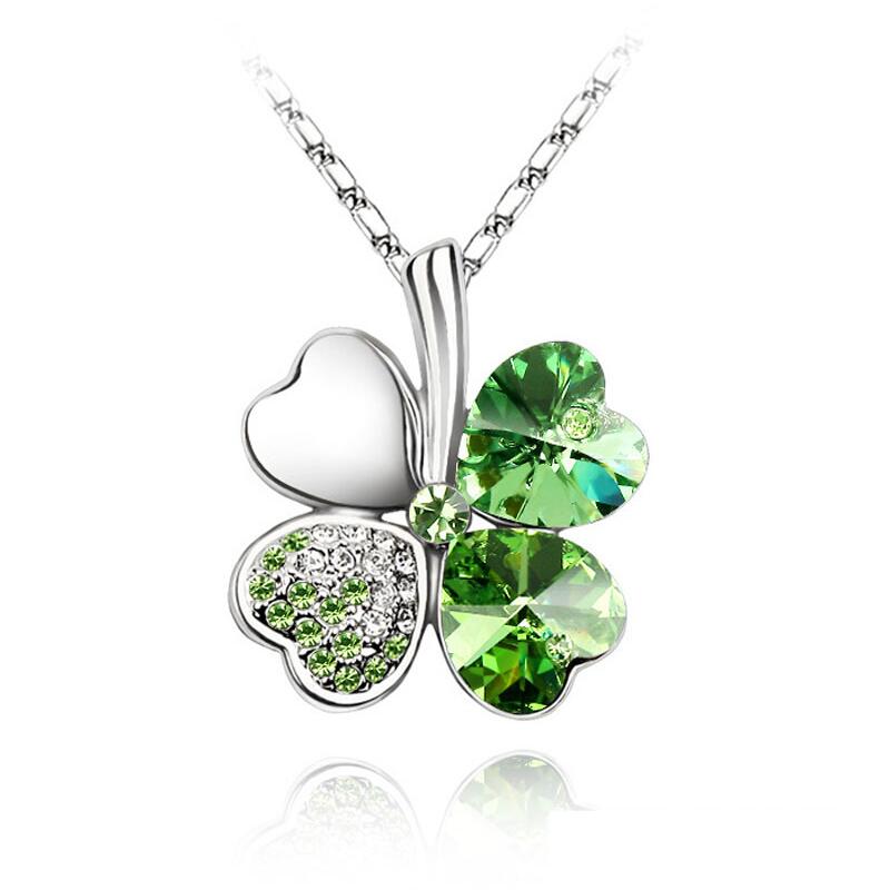 Fashion Austrian Crystal Four Leaf Clover Necklace for Women