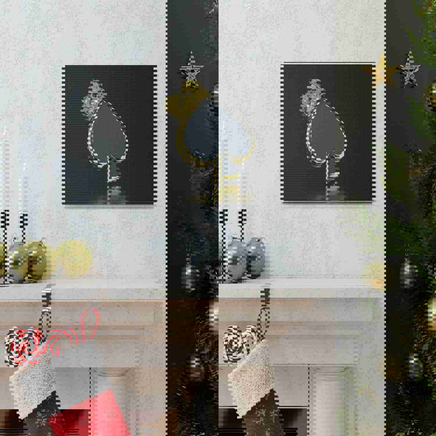 3D Gold Crown Spades Playing Card Canvas Wall Art - Ready-to-Hang Home Decor