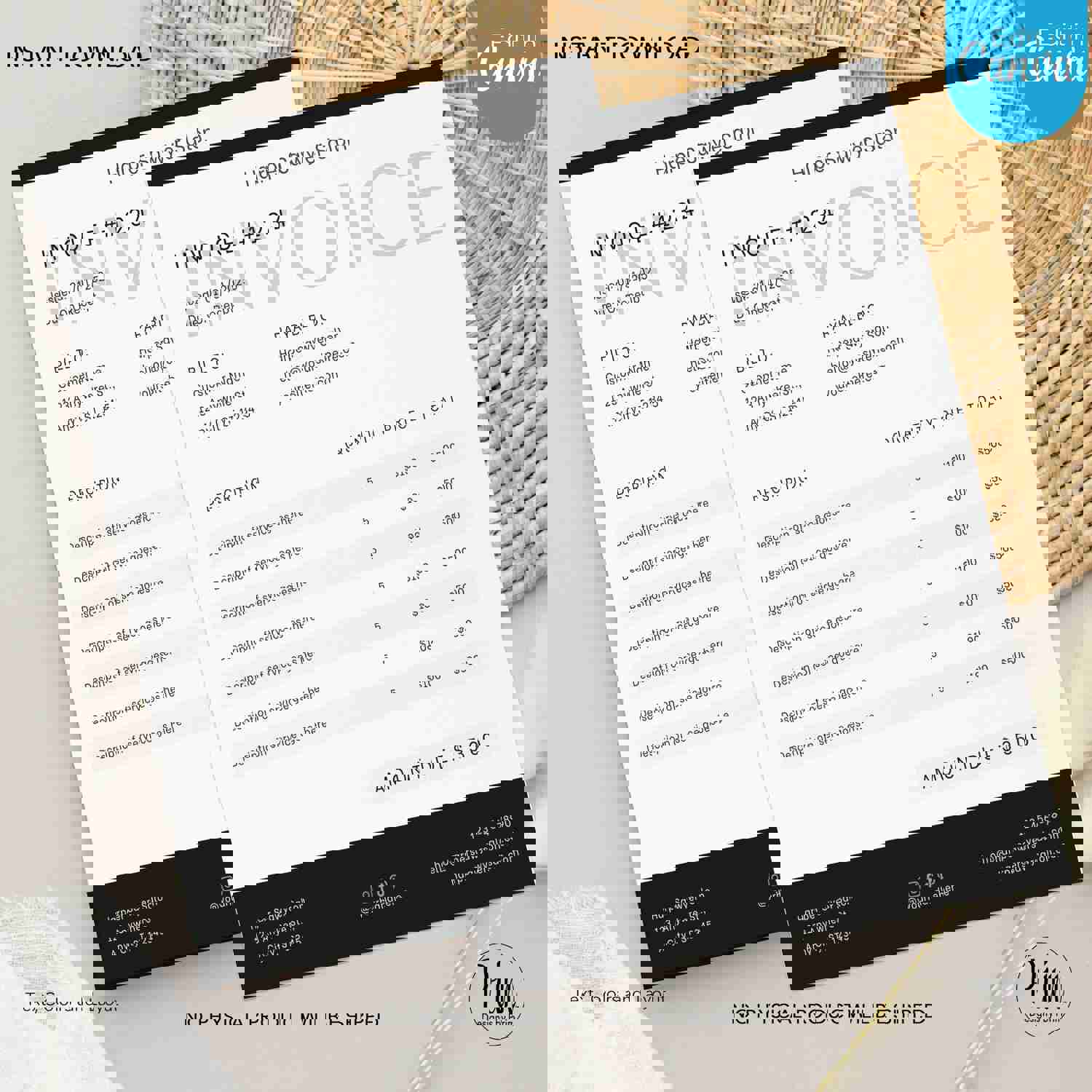 Simply Modern Editable Invoice Template for Health & Beauty Business