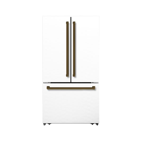 Hallman 36 Freestanding French Door Refrigerator with Bottom Freezer and Automatic Ice Maker