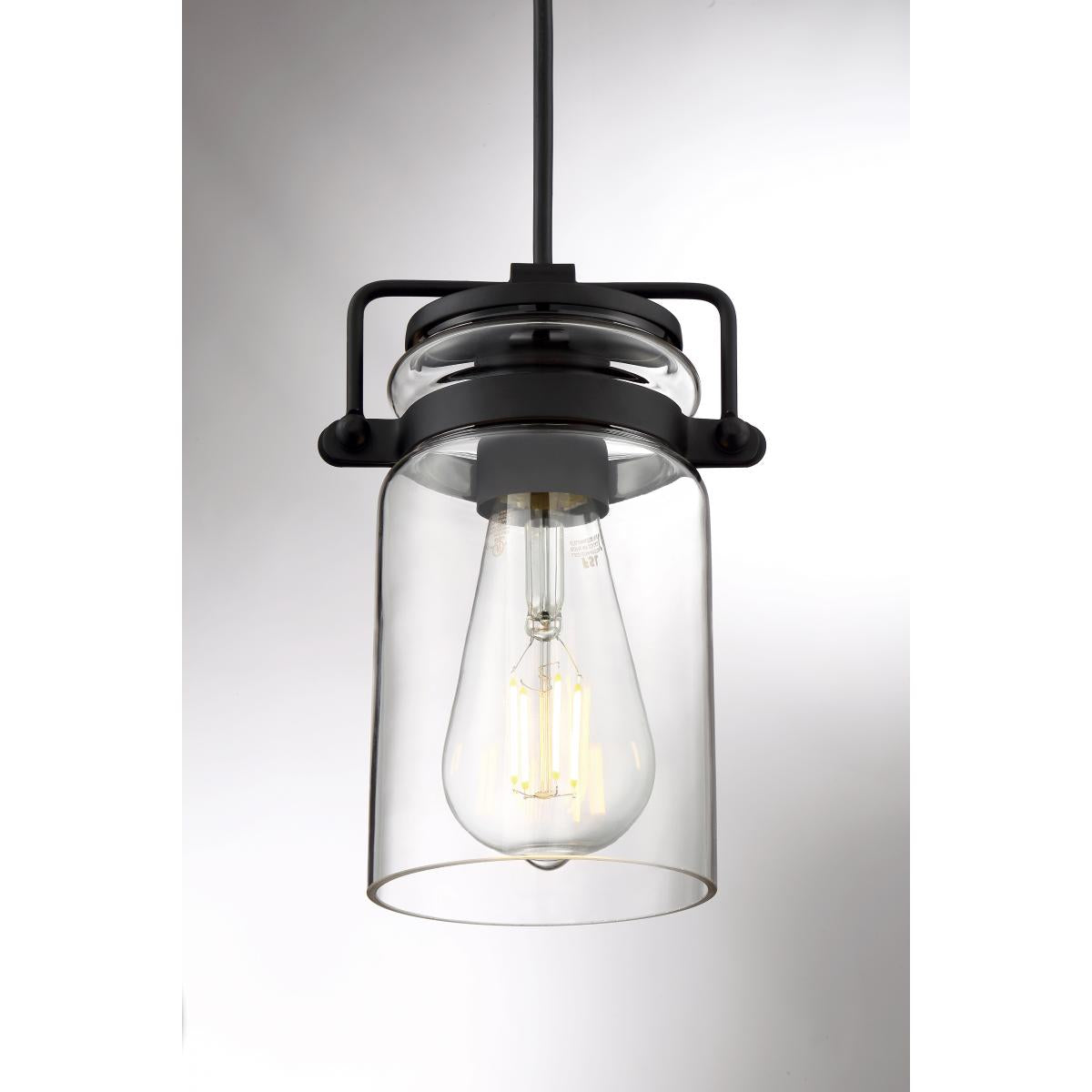 Antebellum 1 LT Mini Pendant - Clear Glass with Matte Black Finish