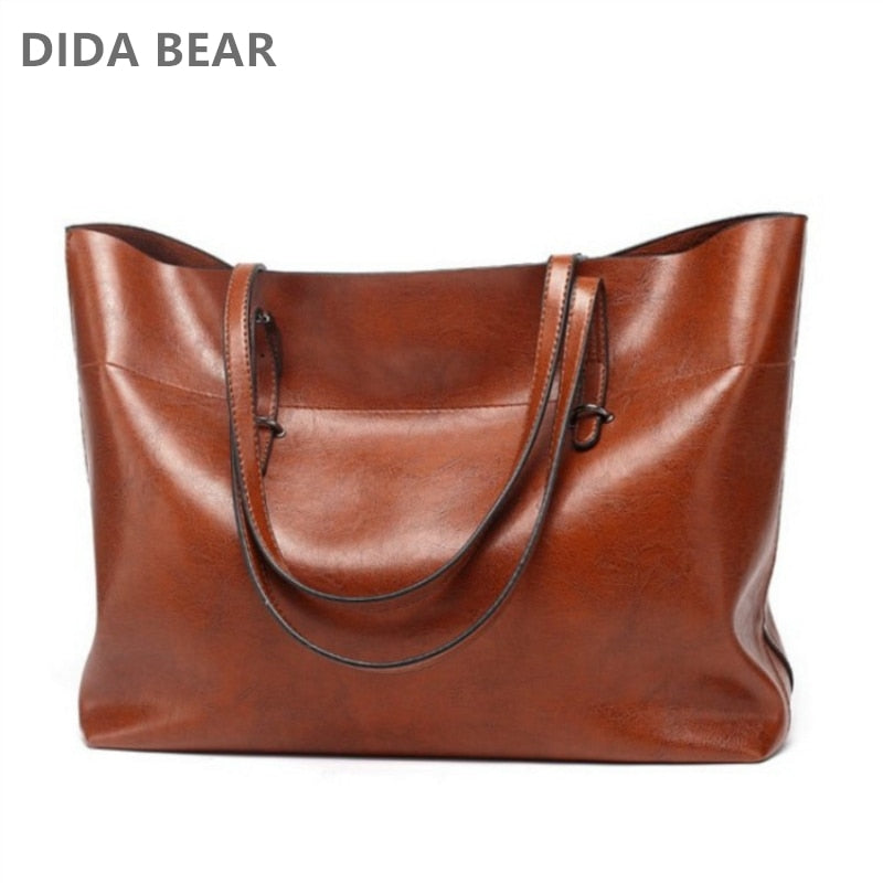 DIDABEAR Fashion Leather Tote Bag for Women - Large Capacity Shoulder Handbag