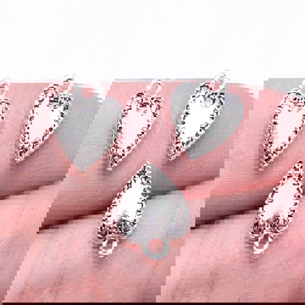 WYSIWYG 40pcs Heart Charms for DIY Jewelry Making - Antique Silver Alloy Pendants