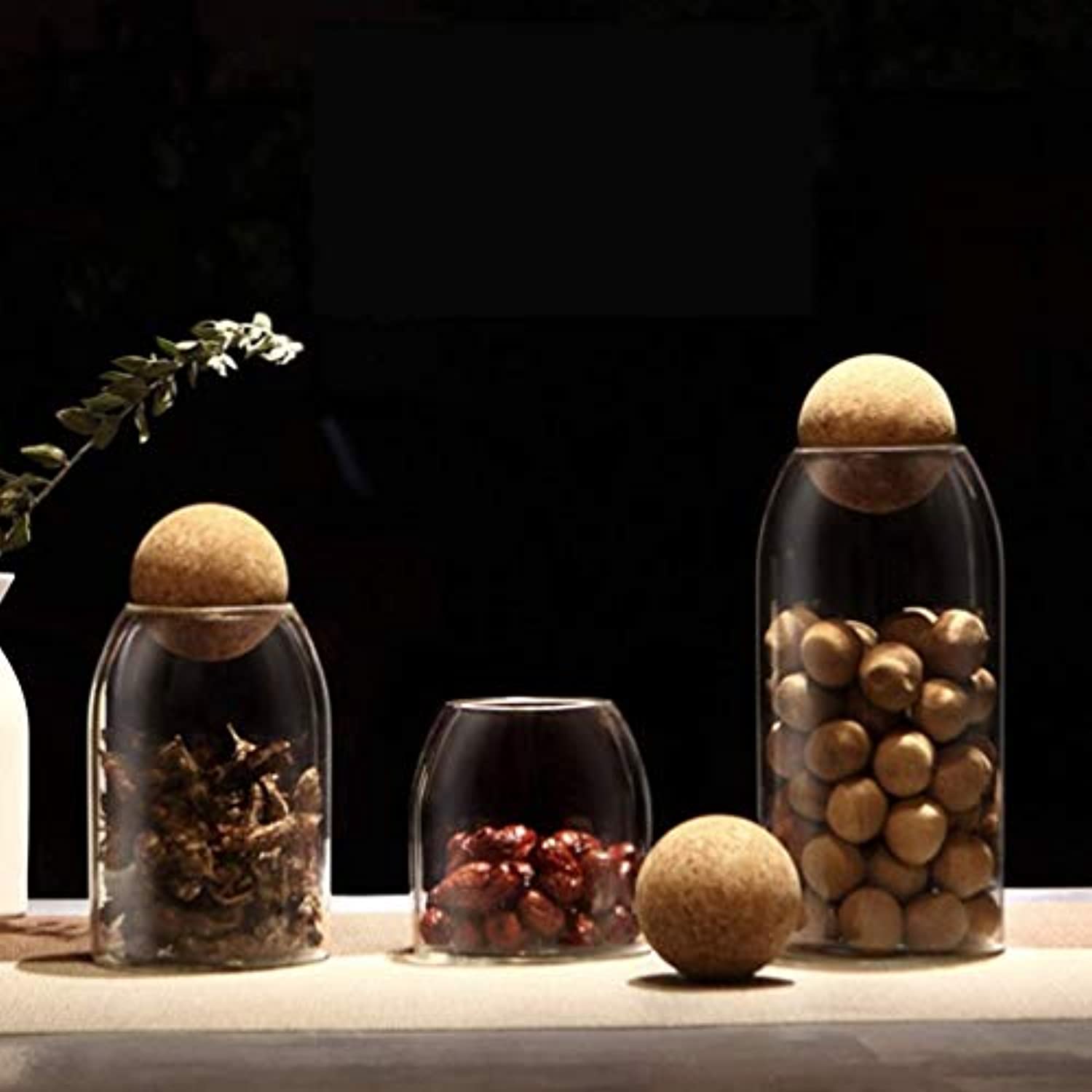 UPKOCH 3Pcs Glass Jars with Airtight Seal Ball Cork Lid - Clear Mason Jars for Food Storage (Size S/M/L)