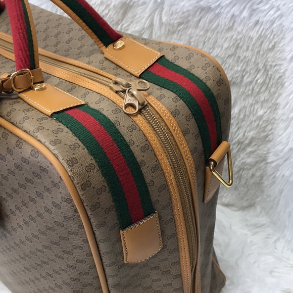 GUCCI DUFFLE TRAVEL BAG WEEKENDER VINTAGE SHERRY