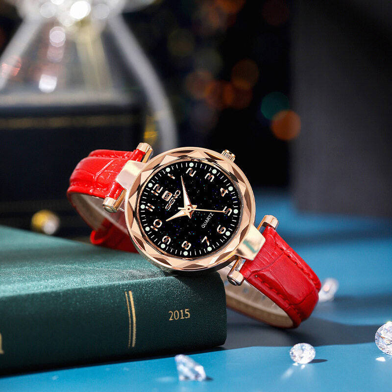 SENO Star Watch Ladies Fashion Trend Waterproof Belt Quartz Women Watch S047