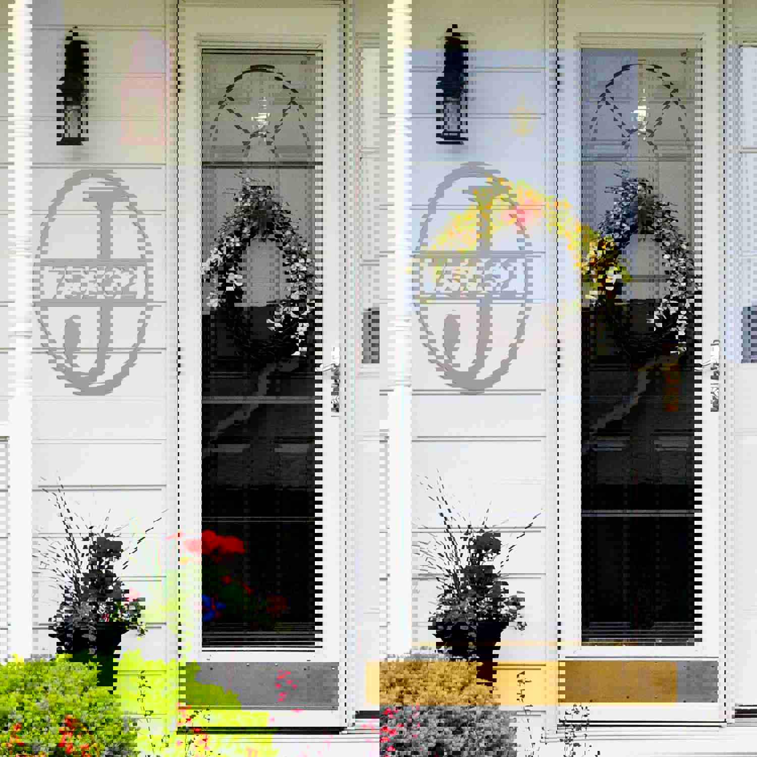 Custom Round Monogram House Number Metal Sign - Housewarming & Wedding Gift