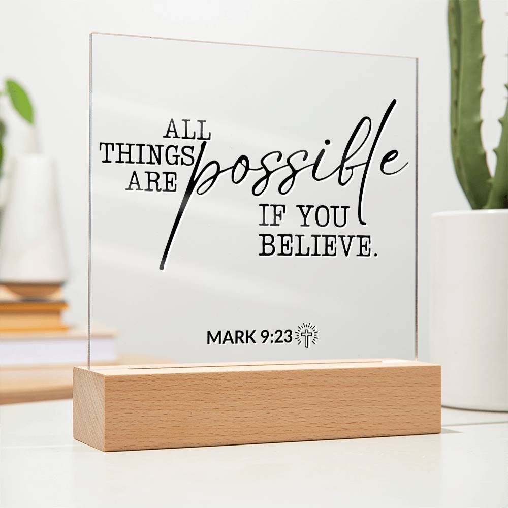 LED Bible Verse Acrylic Plaque with Night Light - Motivational Home Decor