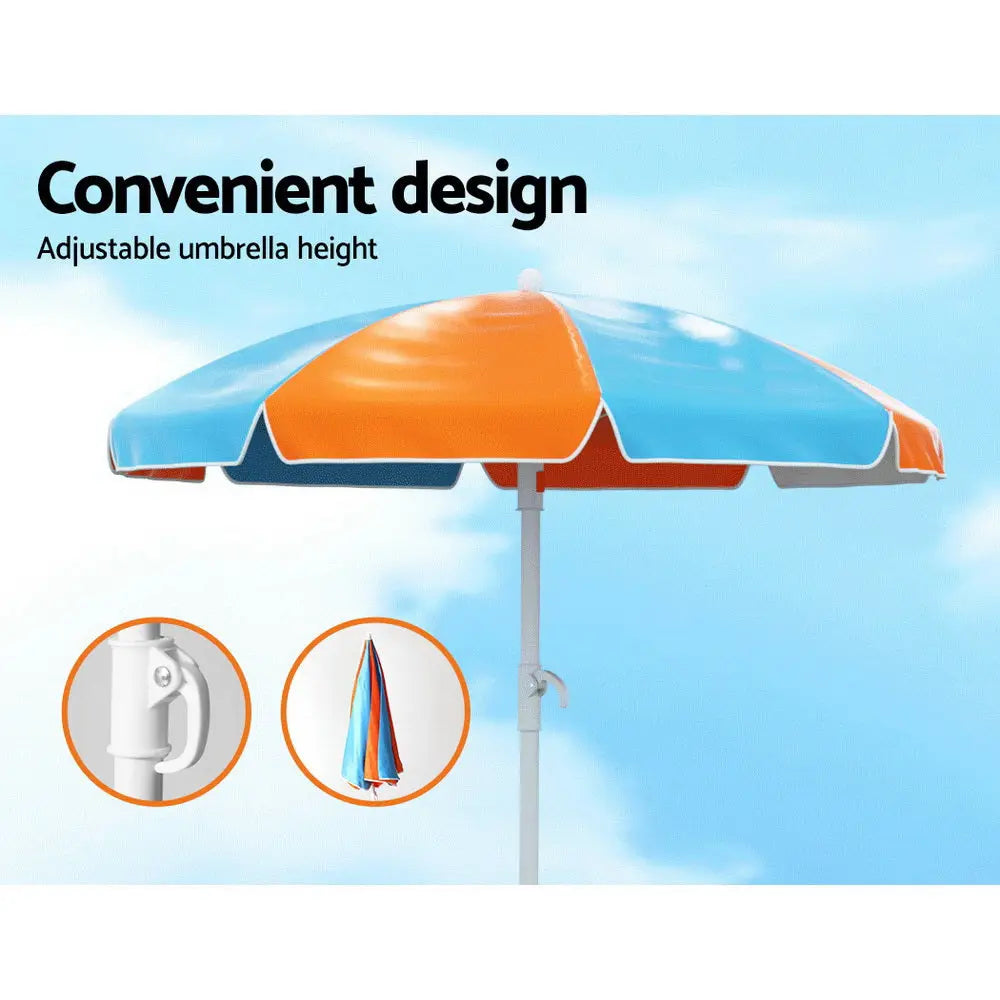 Keezi Kids Outdoor Table and Chairs Picnic Bench Set with Umbrella and Water Sand Pit Box