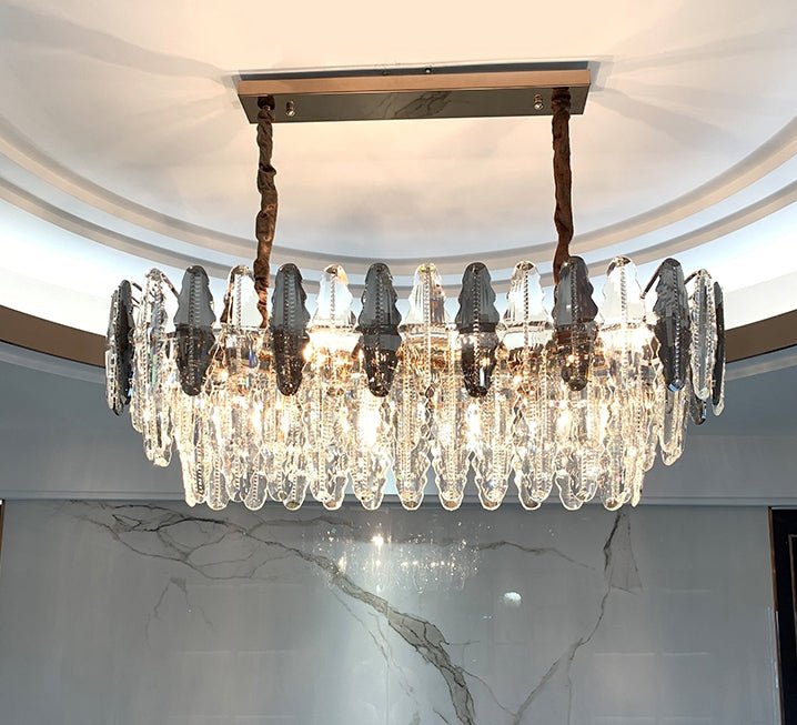 MIRODEMI® Rectangle Gold Crystal Shine Chandelier - Modern Luxury Lighting for Living Room & Kitchen