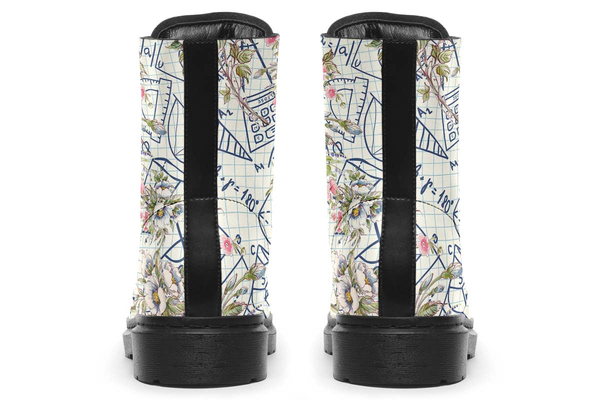 Floral Math Symbols Boots - Custom Printed Vegan Faux Leather Boots