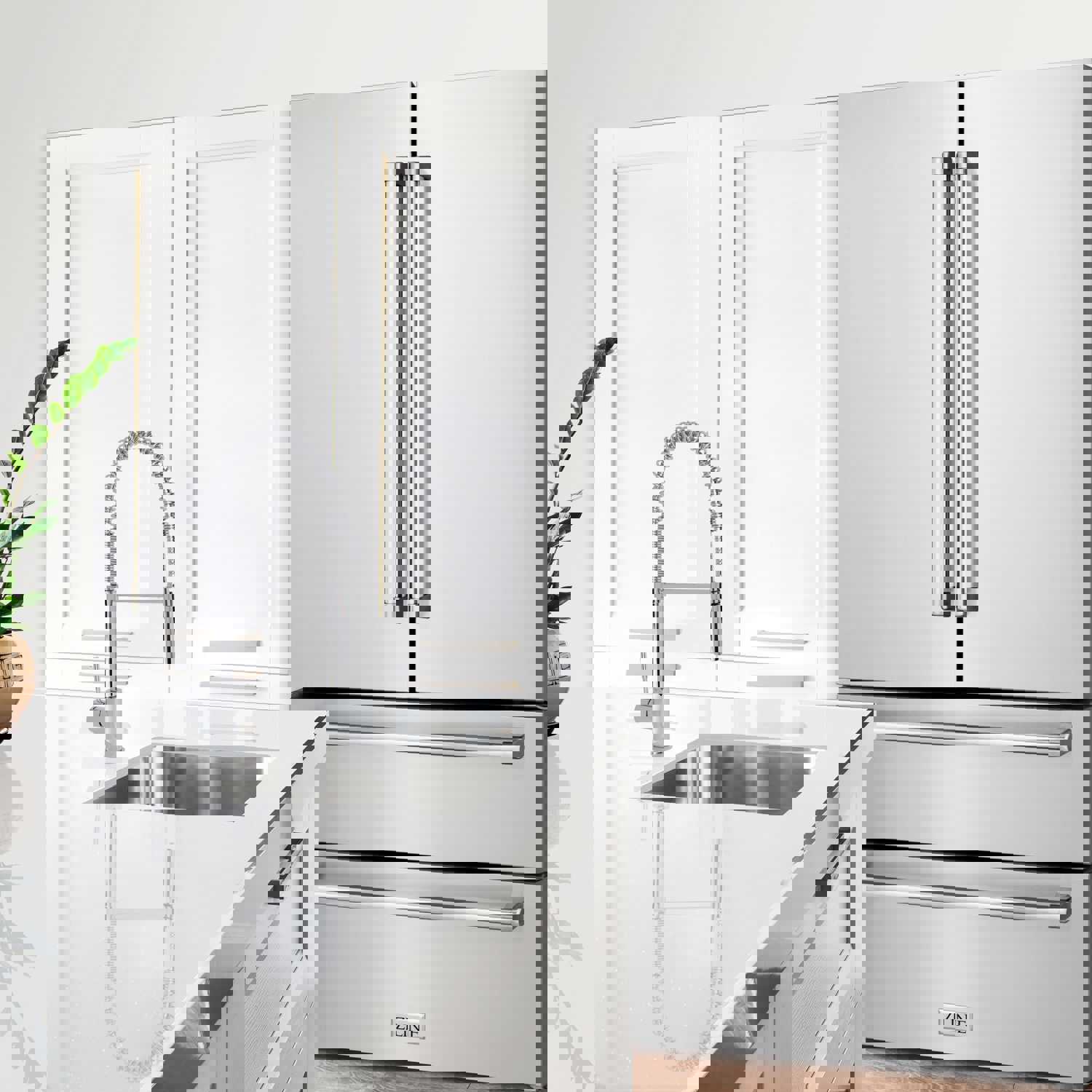 ZLINE 36 22.5 cu. ft Freestanding French Door Refrigerator with Ice Maker in Fingerprint Resistant Stainless Steel